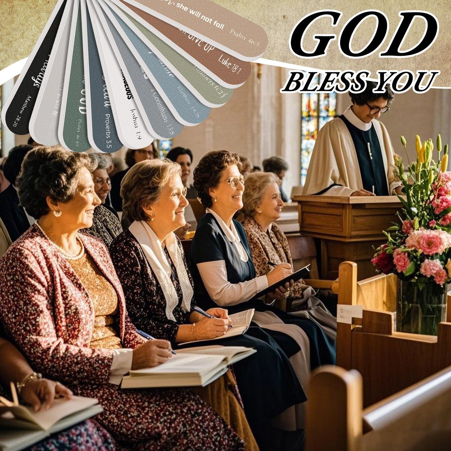 Lanties 50 Pcs Christian Gifts Bulk for Women Scripture Mini Nail Files Christian Party Favor Bible Verse Emery Boards Religious Gifts for Teacher Employee Staff Coworkers Office Supplies