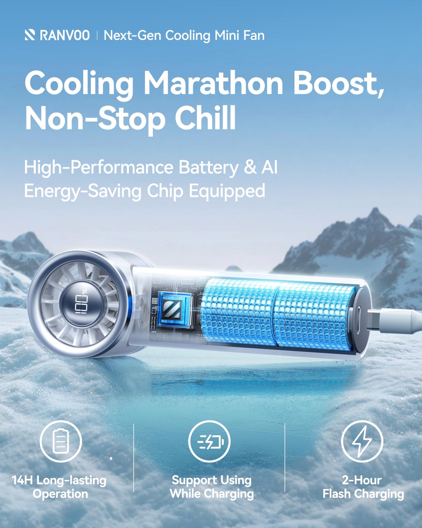 RANVOO Save $107.9 to Get AICE LITE Plus Blue and Handheld Mini Fan White Together