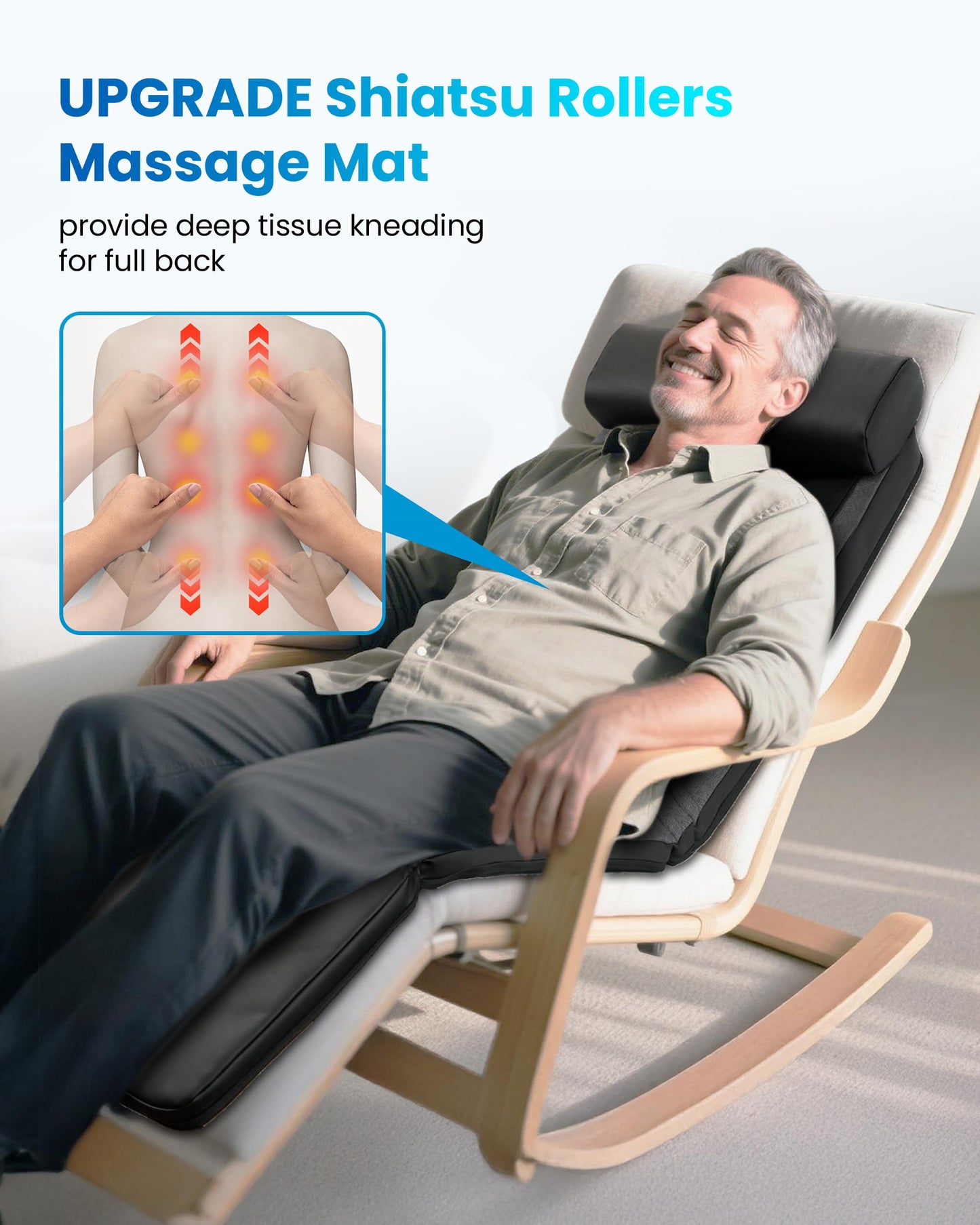 COMFIER Shiatsu Full Body Massage Mat with Heat, Back Massage Pad for Pain Relief Deep Tissue Kneading & Vibration Heating Chair Massager for Recliner, Sofa, Bed, Gifts for Men Women