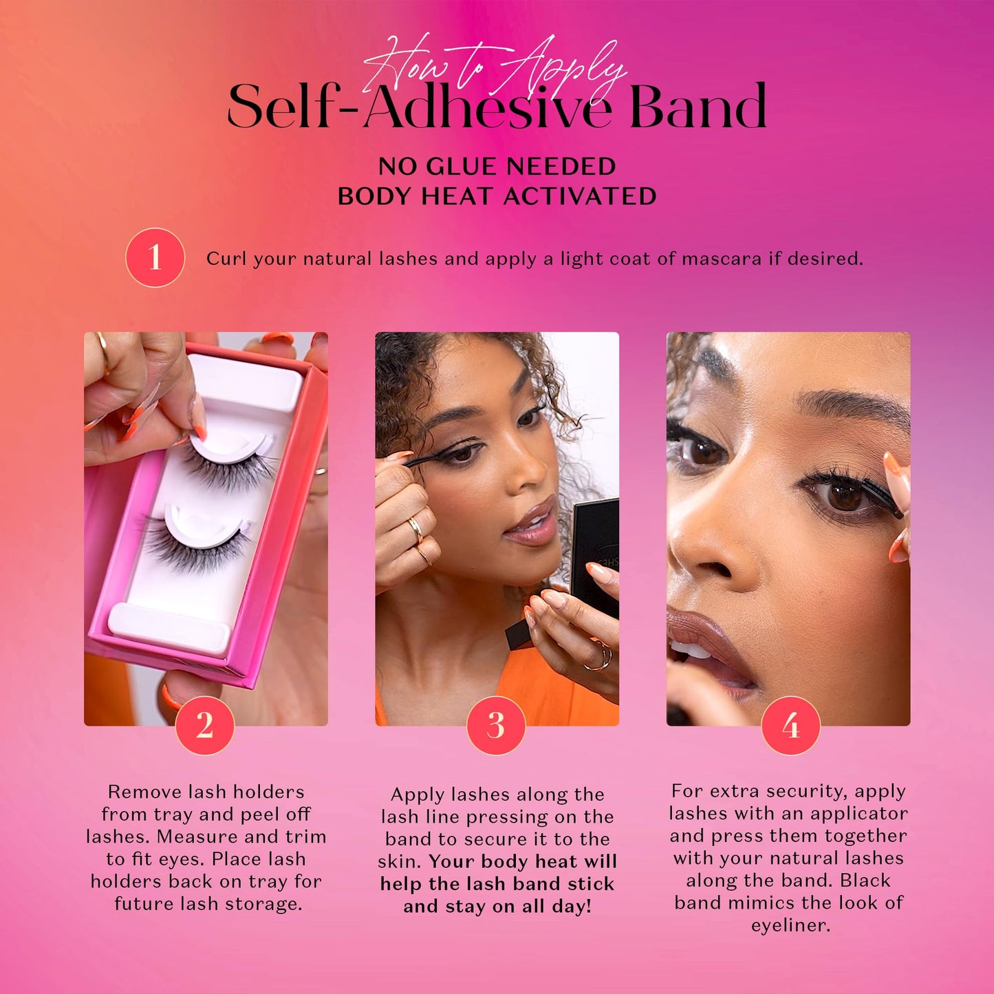 Lilly Lashes 3D Self Adhesive Eyelashes, No Lash Glue Needed, Body Heat Activated Press on Lashes, Reusable Self Adhesive Eyelashes Up to 5x, Easy to Apply & Remove (GoGetter)