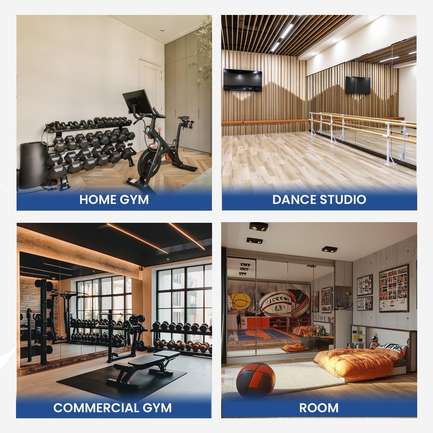 Tempered Home Gym Mirror 48"x72" - 1/4" Thick Wall Mirror Full Length - HD Ultra Clear Large Mirror - Mirrors for Wall, Garage, Bathroom - Body Mirrors for Bedroom - Frameless Full Mirror 48"x72"