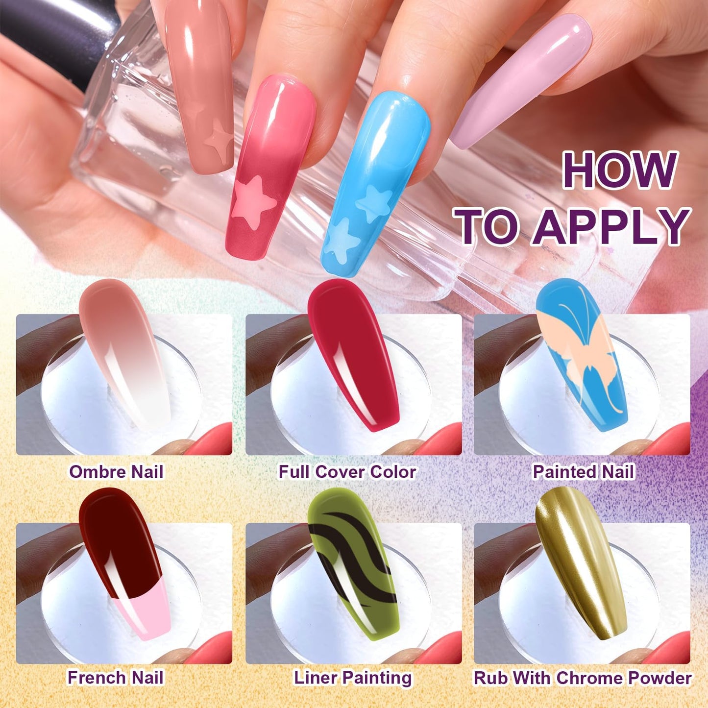 U-Shinein Gradient Painting Gel Set, 9 Colors Ombre Gel Nail Polish Red Brown Light Blue Pink Sponging for Pigment Pat Aura Nails French Manicure Soak Off UV Canyon Bloom