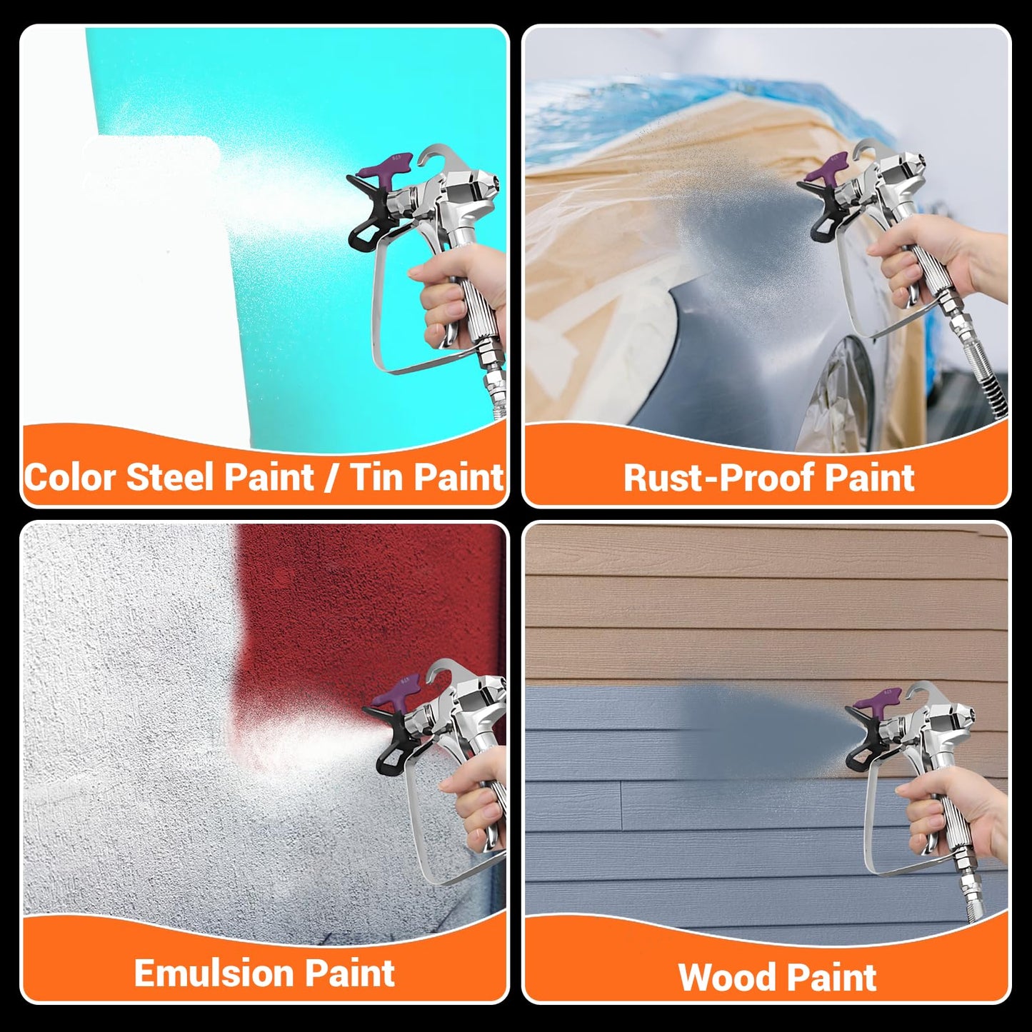 Airless Paint Sprayer for House Painting,1100W High Efficiency Airless Sprayer with Low Overspray,3300PSI Paint Sprayer for Home Interior Fence DIY Garage,DIY Handyman