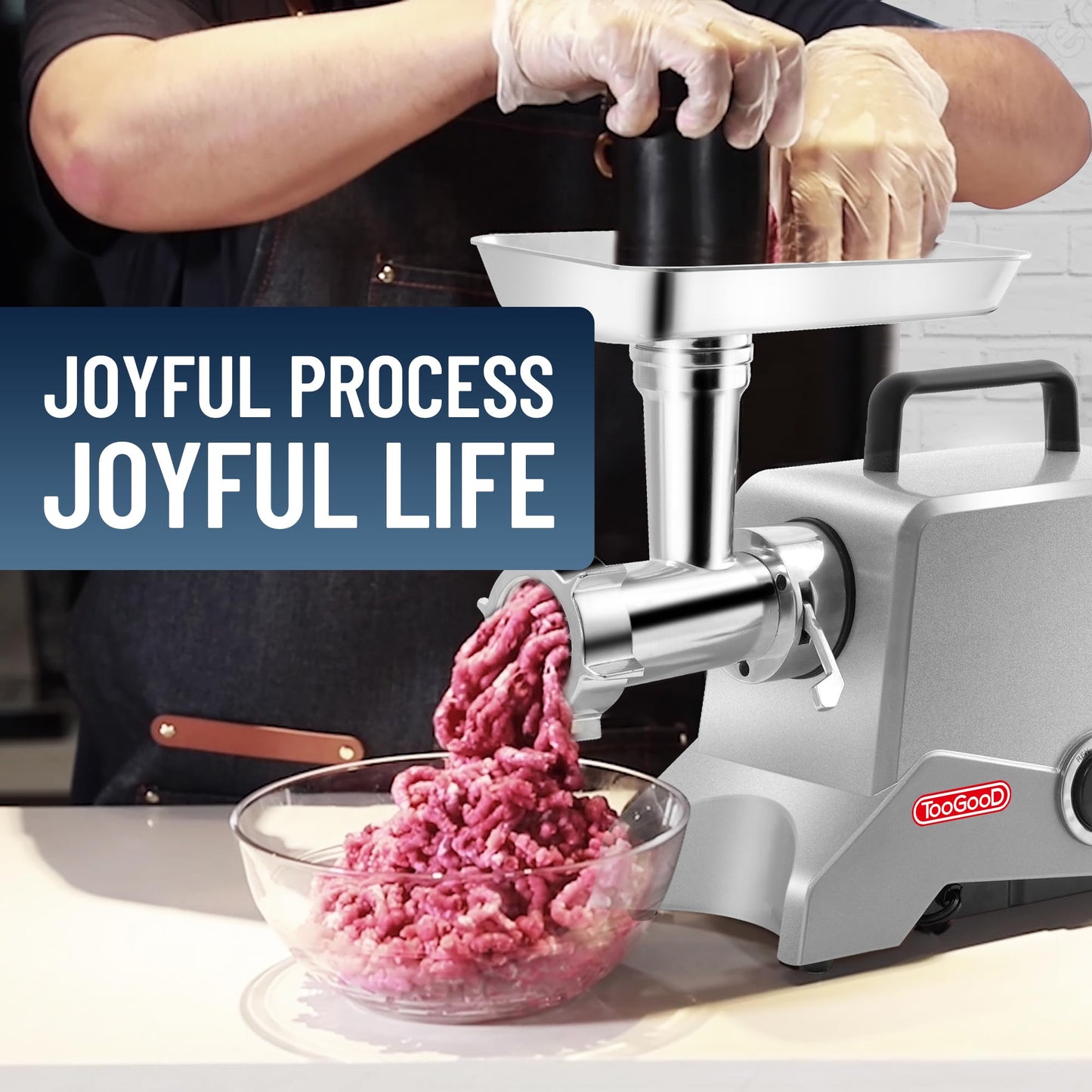 TOOGOOD #12 Electric Meat Grinder, Heavy Duty Meat Grinder and Sausage Stuffer Maker, Ideal Meat Grinder Machine for Home and Commercial Use,575 Watt Aluminum Housing, Silver