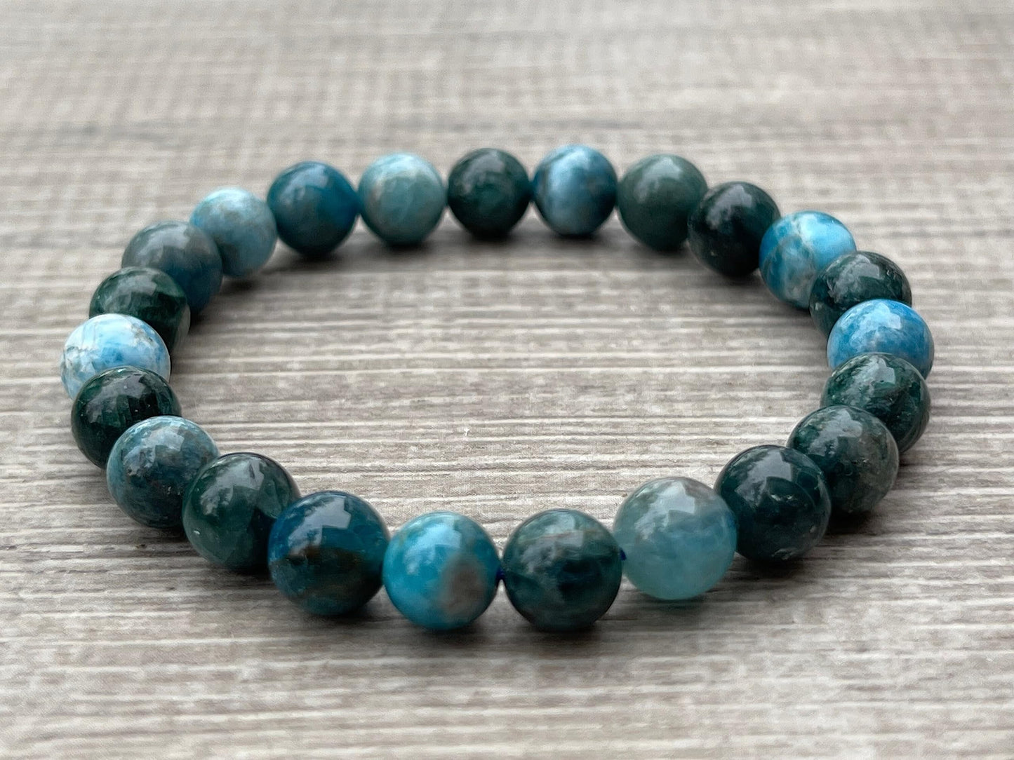 GAF TREASURES Apatite Crystal Bead Bracelet 8mm, Genuine Apatite Stretch Gemstone Bracelet, Healing Crystal Bracelet, Gift for Men & Women (1)