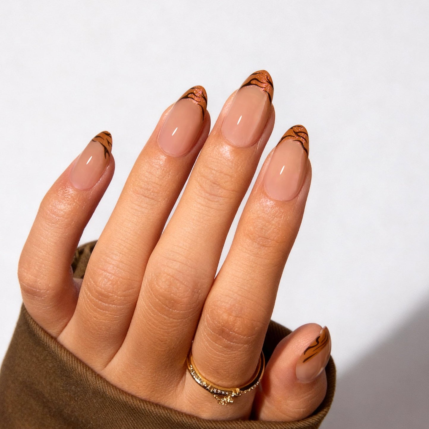PILOLO Press On Nails Leopard Print, Almond Acrylic Press On Nails, Cheetah Print Fake Nails Glue On, Medium Full Cover Reusable Stick On False Nail Tips for Women Girls (Wild Tiger)