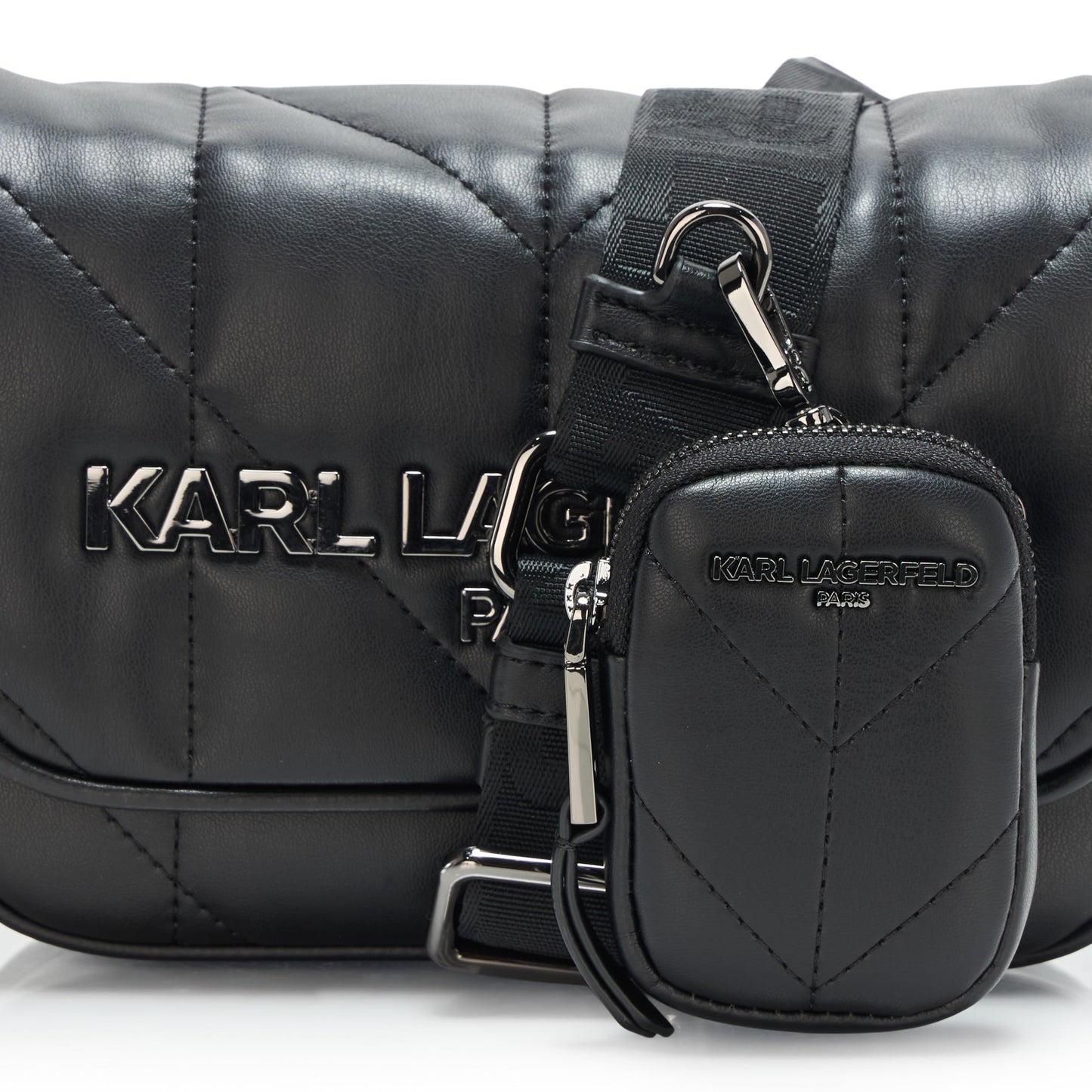 KARL LAGERFELD Women's Voyage Messenger Bag, Black/Gunmetal, One Size