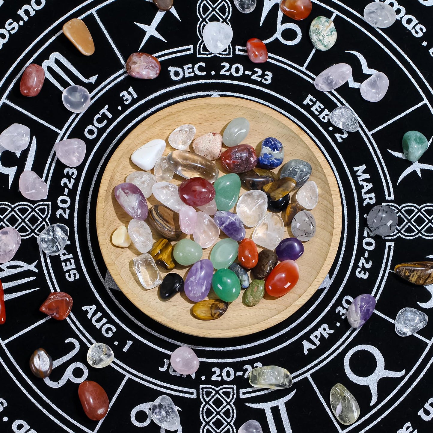 80PCS Natural Bulk Assorted 0.5''-0.6'' (0.6 lb) Tumbled Polished Stones Healing Crystal Set Real Raw Stones for Home Decoration Reiki Gifts Energy Therapy