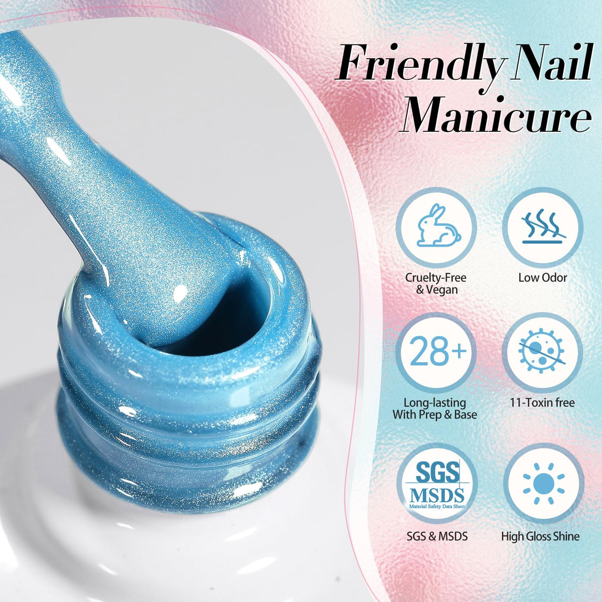 Born Pretty Magnetic Gel Nail Polish Pastel Water Light Cat Magnetic Eye Gel Jelly Glass Crystal Nail Polish Glitter Shimmer Auroras Magnetic Gel Nail Art Manicure Kit 6PCS