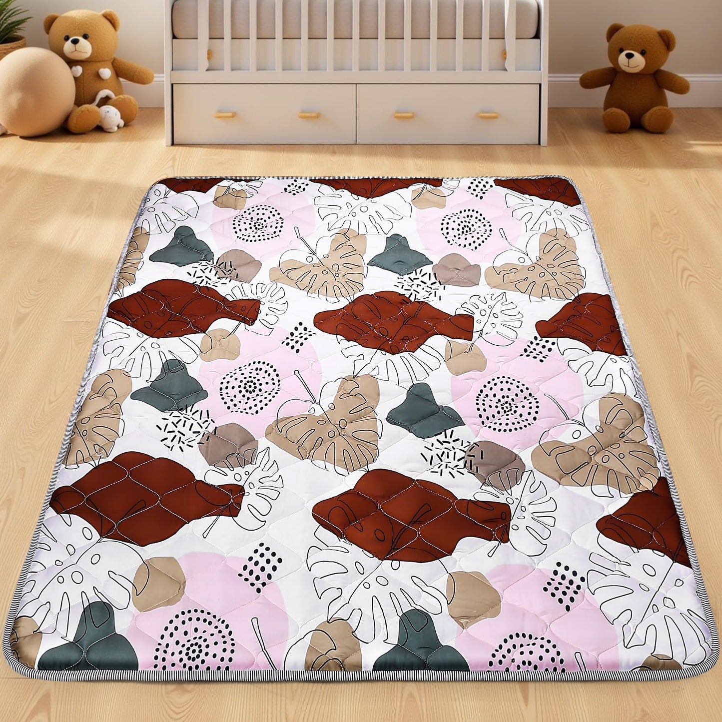 65x50 Playpen Mat for Baby Crawling: Large Baby Play Mat for Kids Infants, Toddler, Soft Non-Slip & Washable Baby Floor mat, Foldable Playmat for Indoor & Outdoor, Boho Design