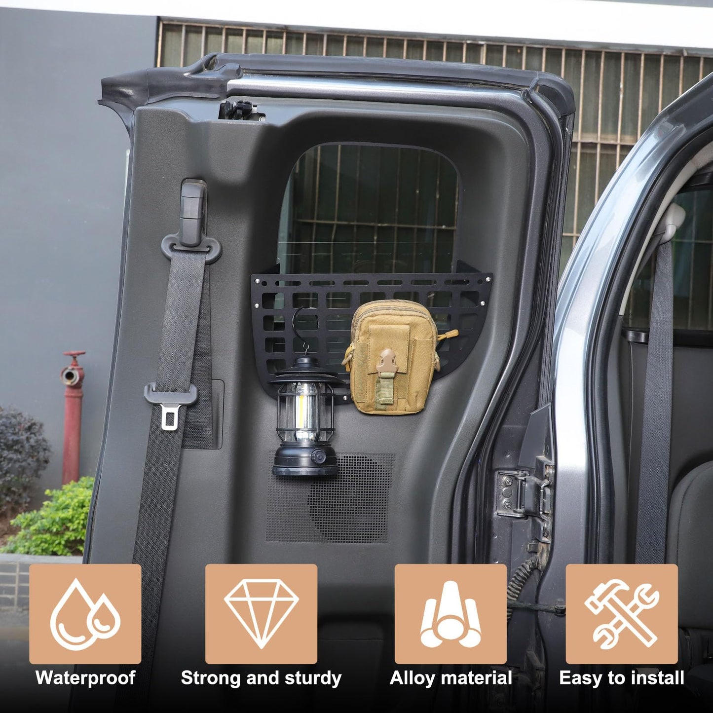 Rear Window Pockets Molle Storage Panel Compatible with Nissan Frontier 2009-2017, Trunk Modular Panel Organizer Basket Holder Carrier Car Interior Accessories(Only Fit for Rear Half Door Version)