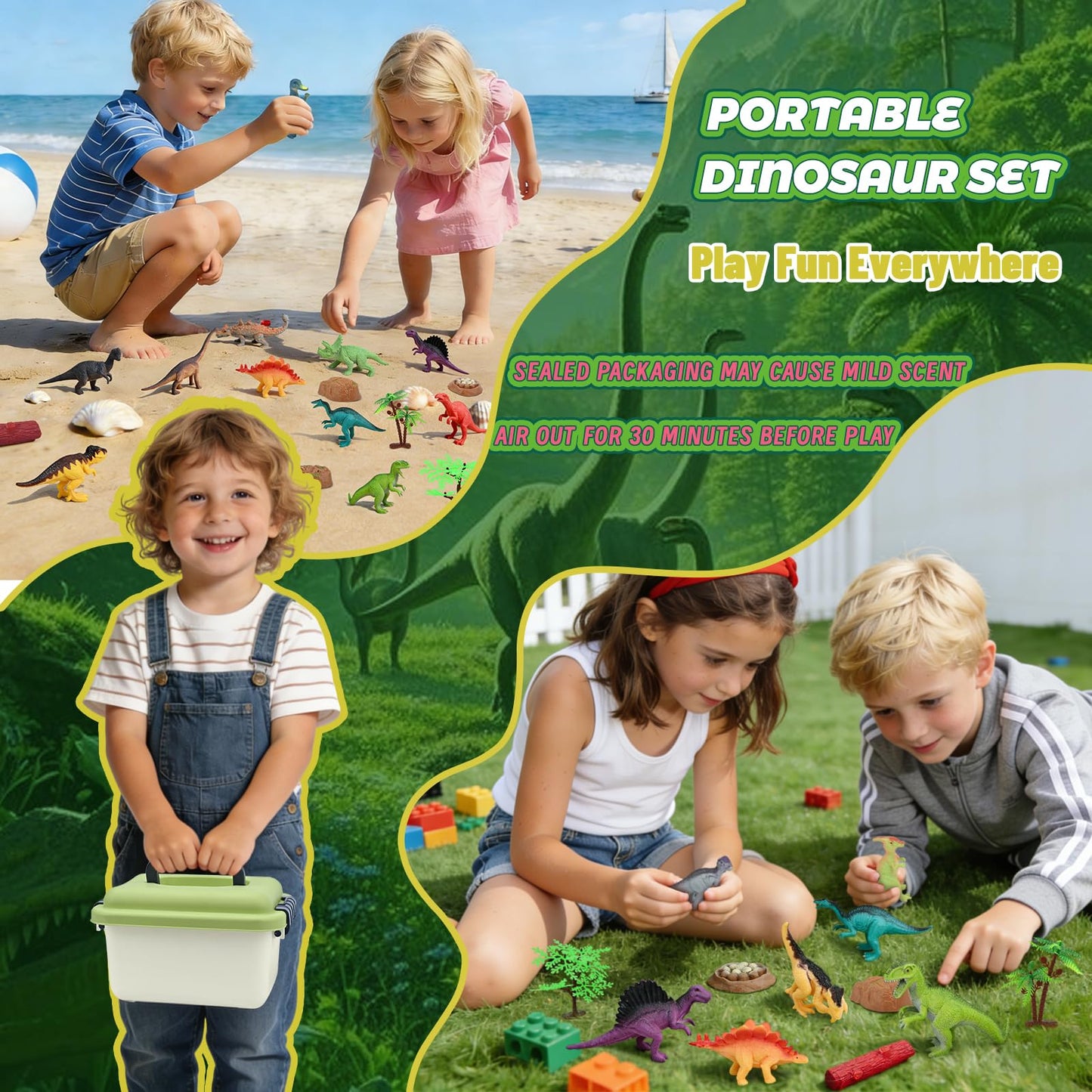 BURIESUR 34PCS Dinosaur Toys for Kids 3-5 with Storage Box,Realistic Dinosaur Figures for Kids 3-7 Years Old,Birthday Gift for Boys Girls