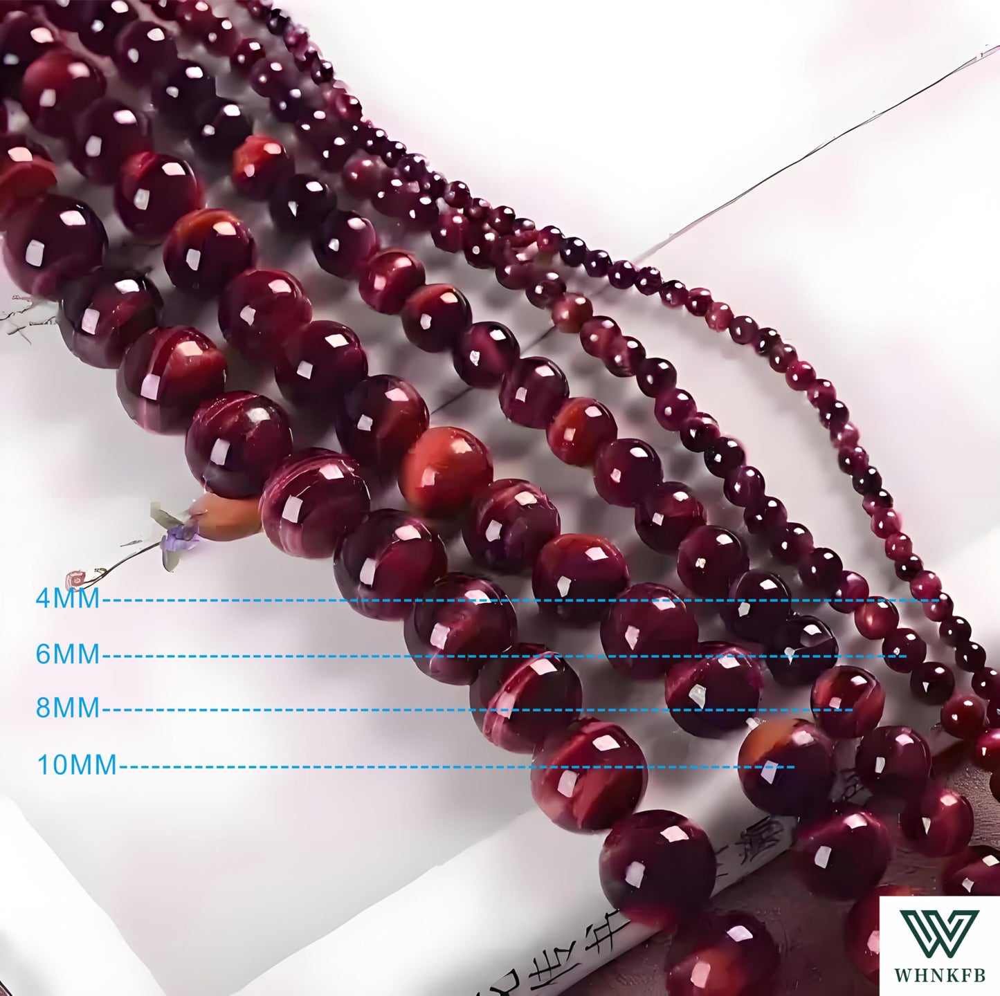 WHNKFB 6mm 100PCS Natural Red Tiger's Eye Round Beads, Smooth Polished Loose Gemstone Beads for Jewelry Making Craft - 4mm 6mm 8mm 10mm Options with Free Elastic Cord