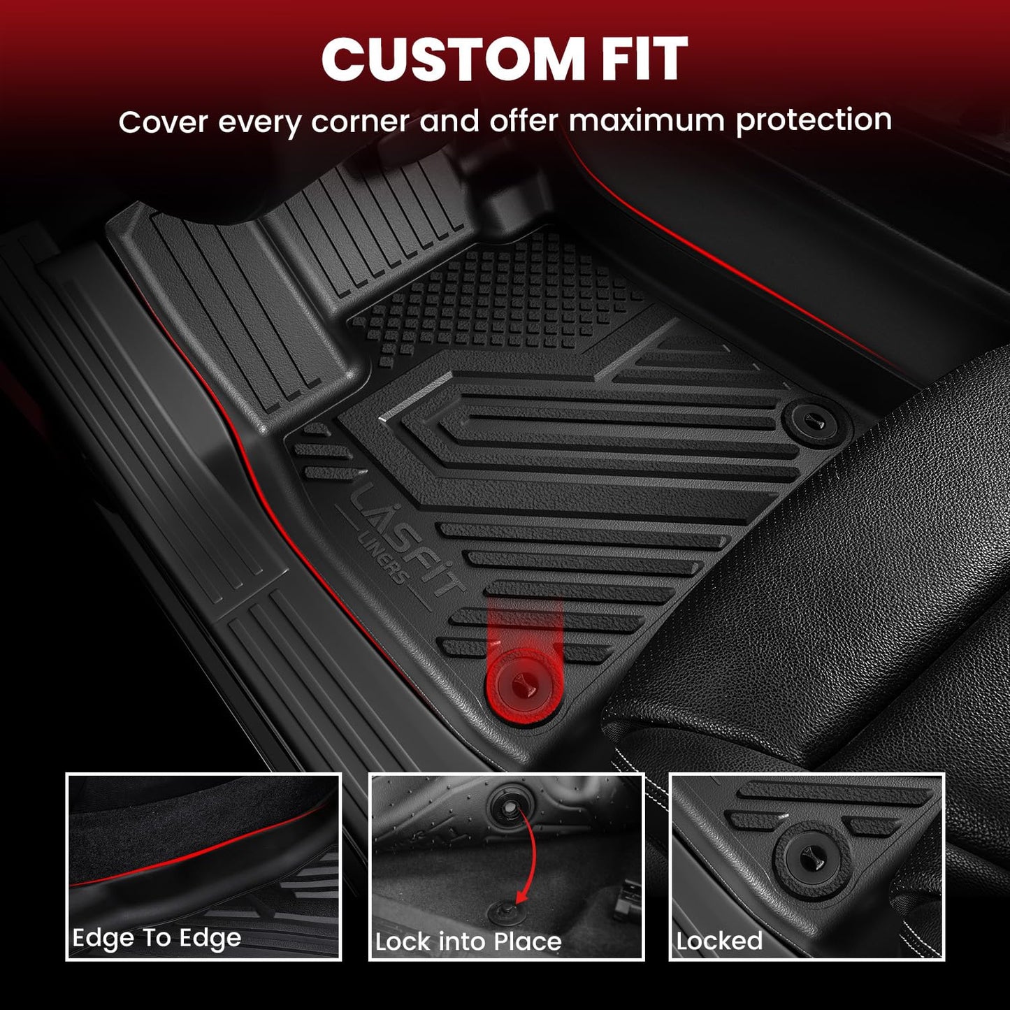 LASFIT Floor Mats & Seatback Mats & Cargo Mat for Nissan Armada/Infiniti QX80 2025-2026 (Fit 8 Seats, Not Fit 7 Seats), Custom Fit All Weather TPE Easy Clean Durable Floor Liners Car Mats,Black