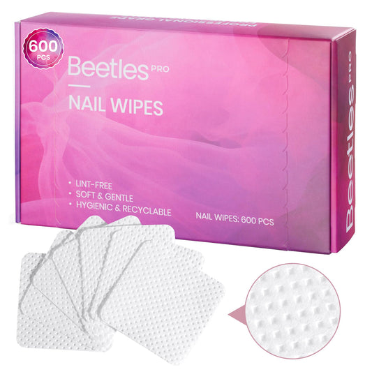 Beetles Pro 600-Pcs Lint Free Nail Wipes – Professional Soft Cleaning Wipes Nail Polish Remover Pads Non-Woven Fabric Nails Cleaning Pads for Nails Care, Gel Polish – Salon Quality Manicure Tool