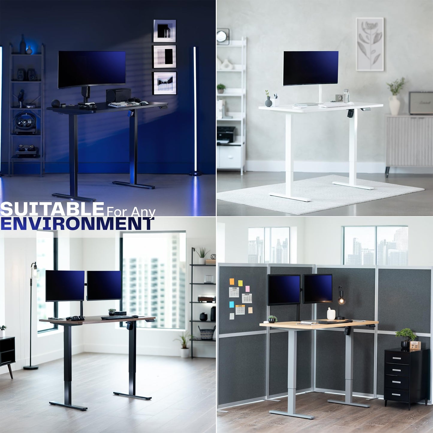 VIVO Electric 60 x 30 in Standing Desk, Memory Height Adjustment, 1B Series, Holds 220 lbs, Black Top Black Frame, DESK-KIT-1B6B-30