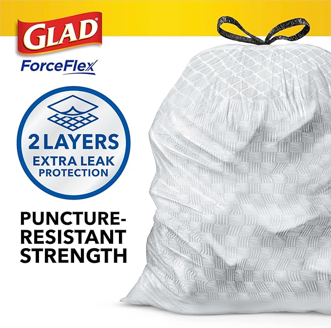 Glad ForceFlex Tall Kitchen Drawstring Trash Bags,13 Gal,Gain Original,80 Ct (Package May Vary),(Pack of 3)