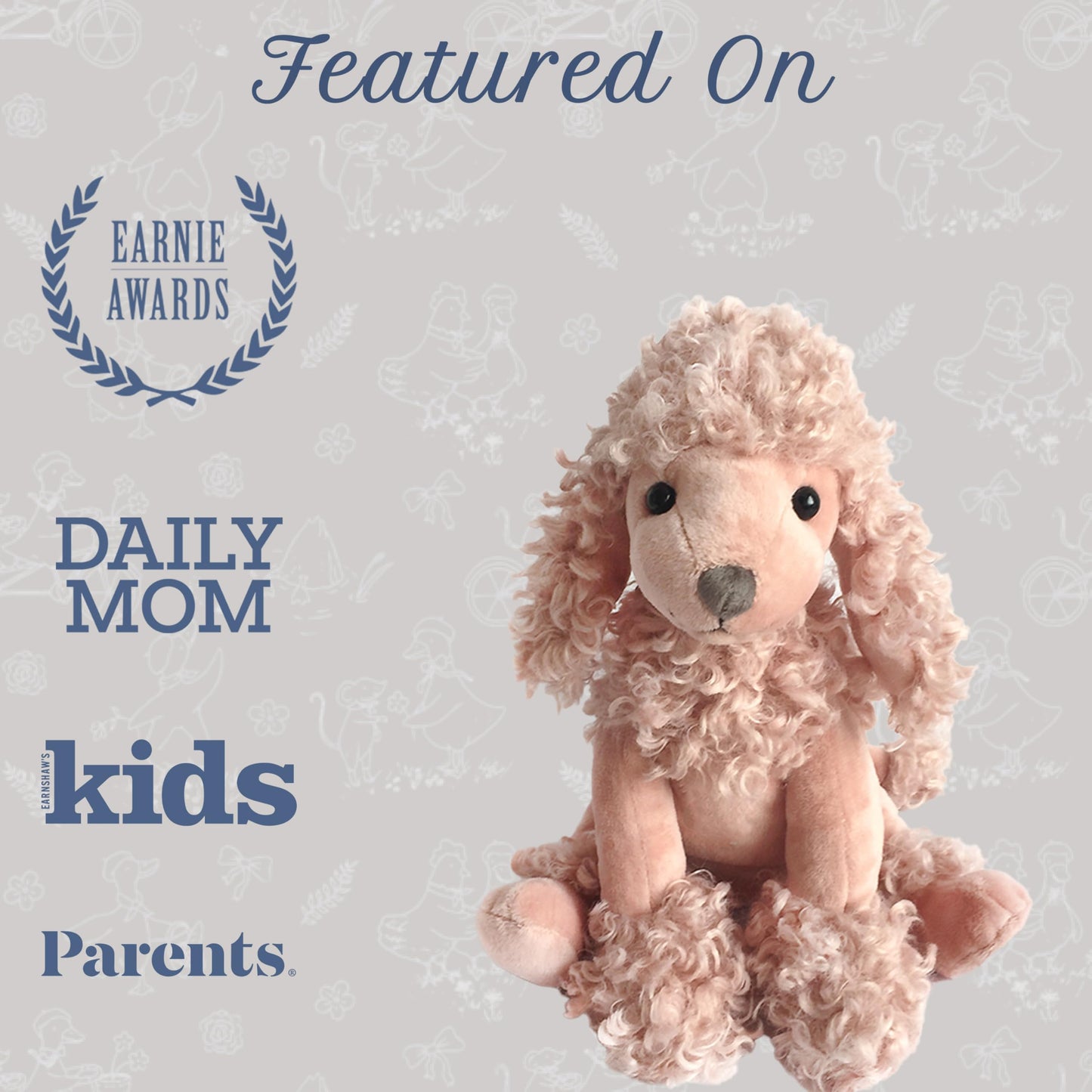 MON AMI Designer Plush Poodle Dog Stuffed Animal– 13”, Fun Adorable Soft and Cuddly Stuffed Toy Gifts for Little Boys/Girls & Kids of All Ages