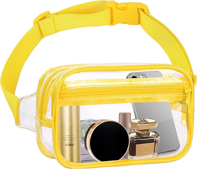 VOROLO Fanny Pack For Women And Men Crossbody Bag Belt Bag with Adjustable Strap Graduation Gifts Clear Yellow