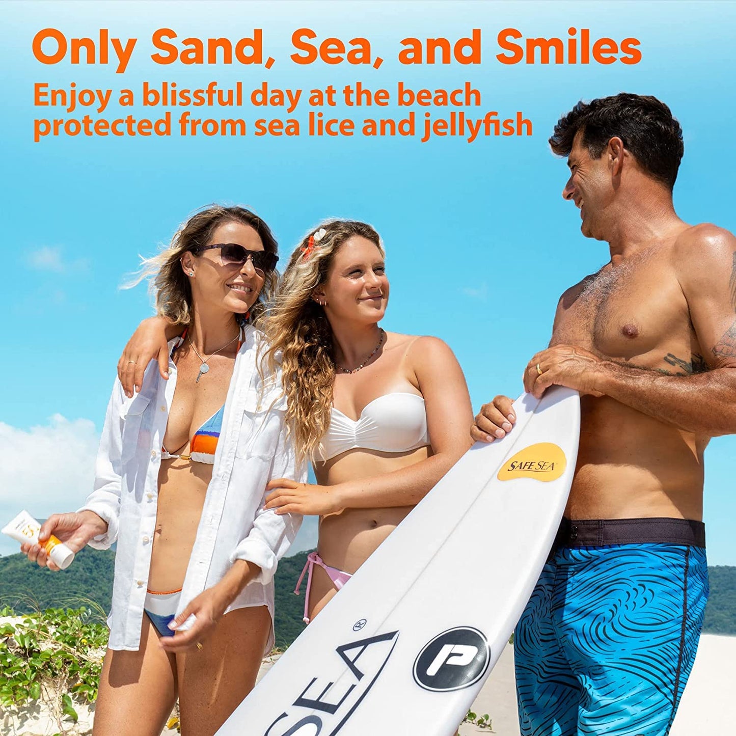 Safe Sea Zinc Oxide Sunscreen SPF30 | Clear Mineral Face And Body Reef Safe Sunscreen Without White Cast | Anti-Jellyfish Sting Protective Lotion | 3.4Oz (100ml) (2 Pack)
