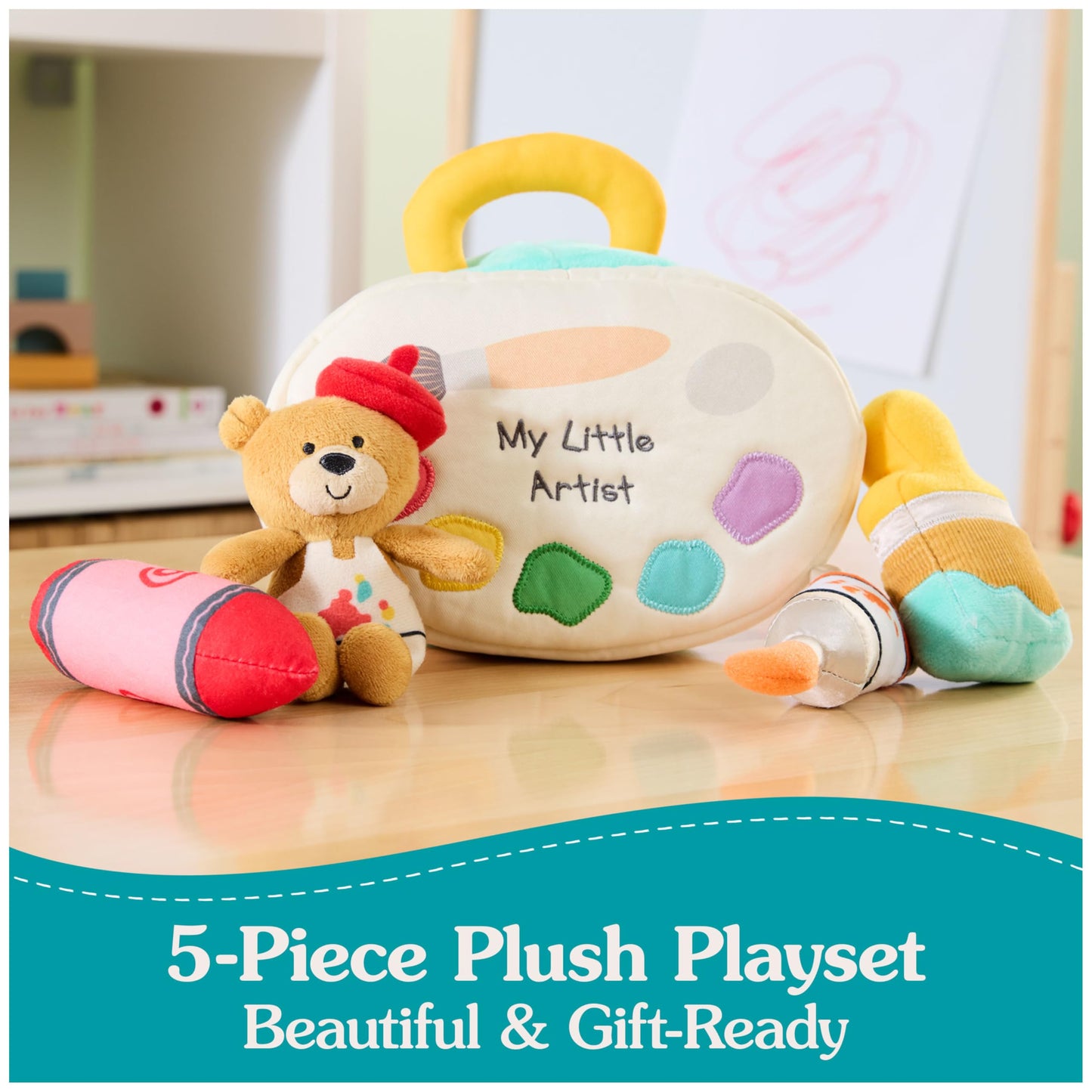 GUND Baby My Little Artist 5-Piece Plush Playset with Rattle, Squeaker and Crinkle Plush Toys, Sensory Toy for Babies and Newborns, 7.5”