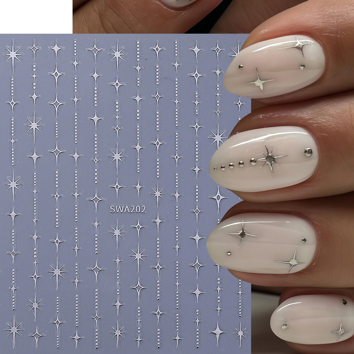5 Sheets Stars Nail Art Stickers 3D Self Adhesive Shiny Stars Line Nail Decals White Silver Gold Black Star Nail Stickers for Nail Art Star Nail Design Nail Supplies for Women DIY Manicure Decorations