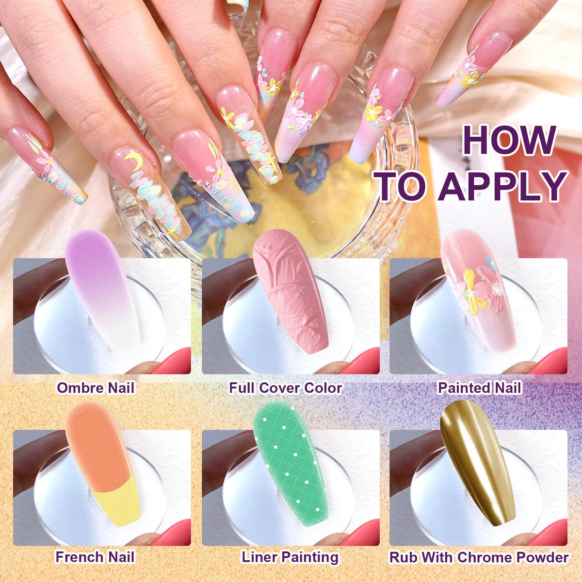 U-Shinein Gradient Painting Gel, 9 Colors Ombre Gel Nail Polish for 3D Nail Sculpting Gel Painting Effect Pigment Pat Nails Aura Nails, French Manicure Long Lasting Home Salon Nail Art Easter Egg