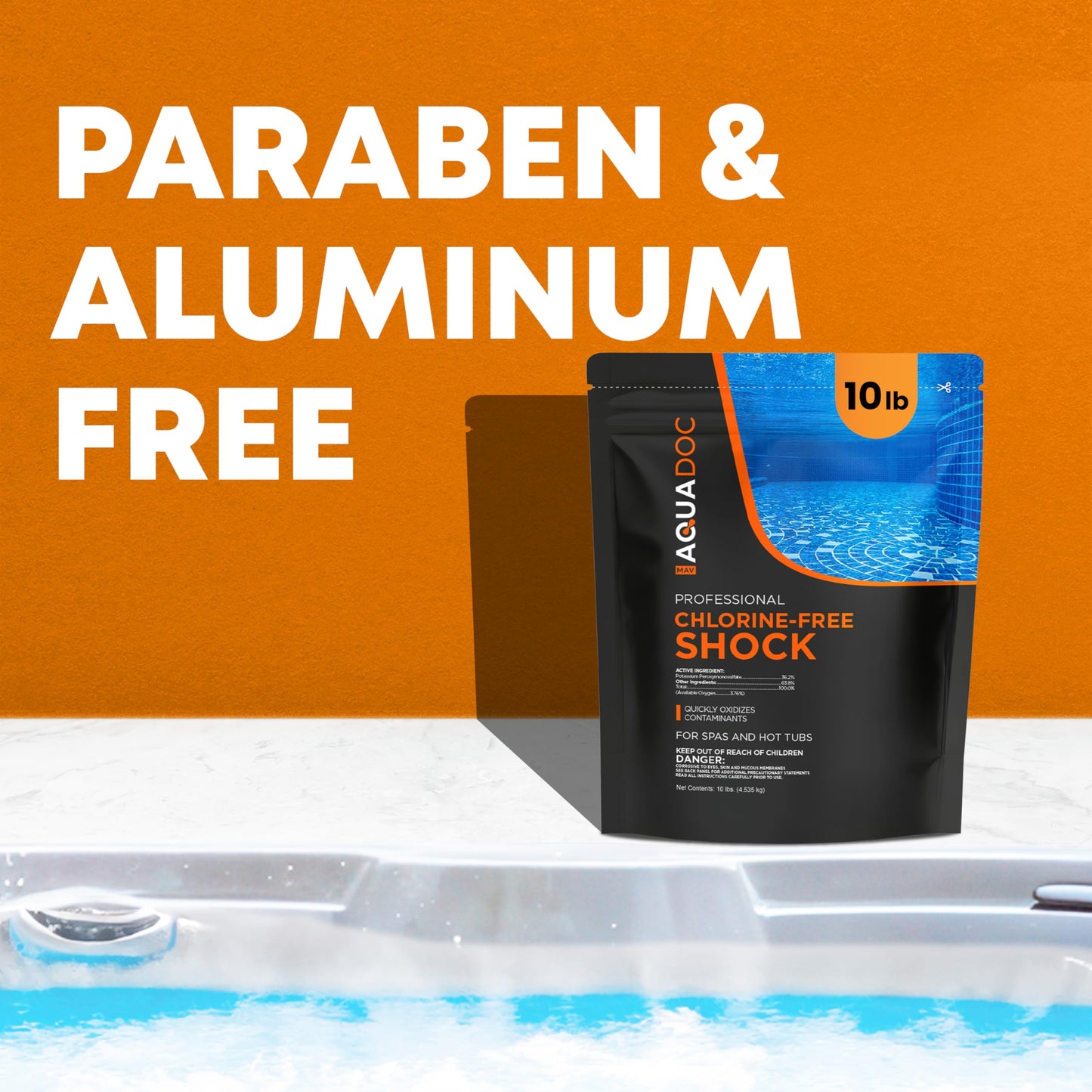 AquaDoc Non Chlorine Hot Tub Shock - 10 lb - Oxygen Based Spa Oxidizer to Support Bromine and Chlorine - Made in USA