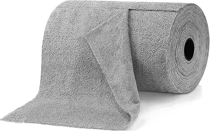 Microfiber Cleaning Cloths Roll â 50 Pack | Tear-Away Towels â Reusable| Ultra Absorbent| Washable Rags for Kitchen| House, Car, Garage | Eco-Friendly Microfiber Cleaning Supplies (Grey)