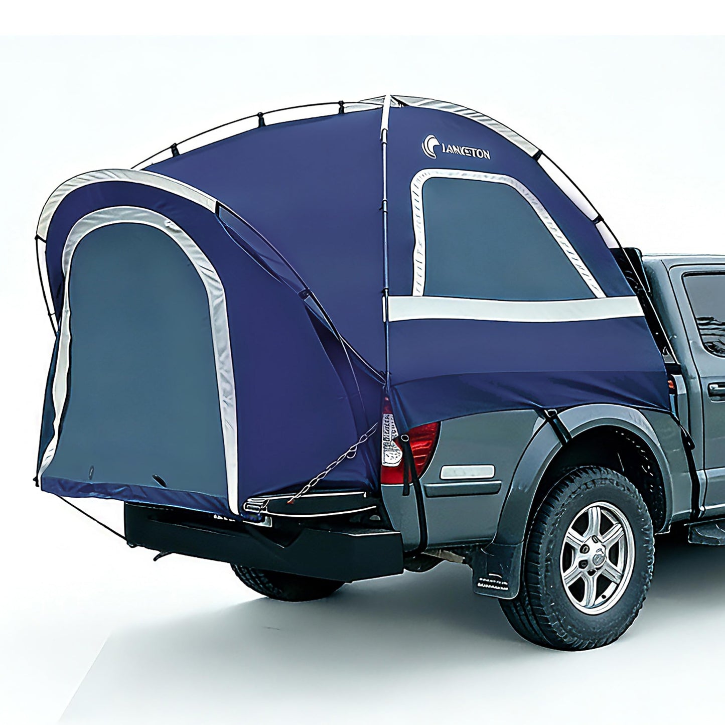 Lanceton Pickup Truck Tent, Fit 5.5-6 Foot Truck Bed, Waterproof PU3000mm high Density Polyester Oxford, Windproof Pole and Insect-Prevention Double Layer Mesh Window & Door, Unique Rear Window Pipe