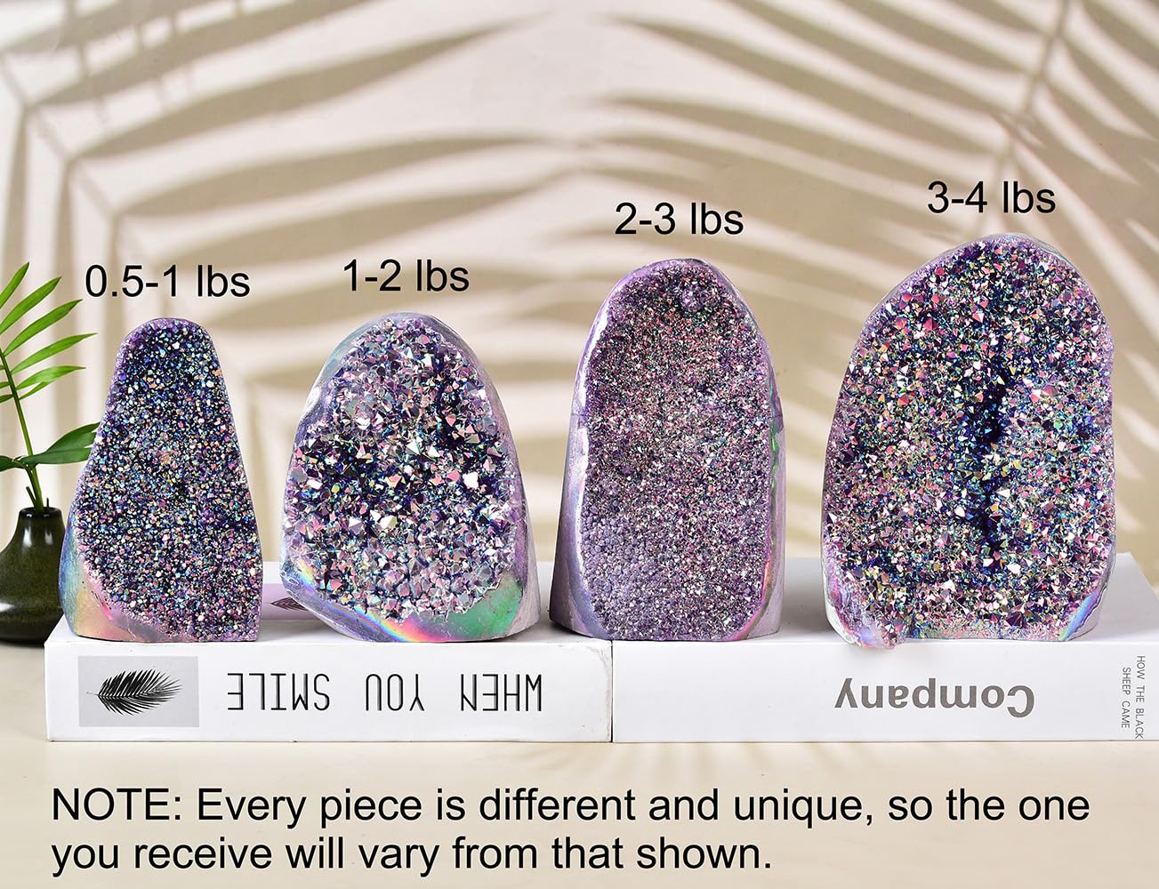 JIC Gem Rainbow Aura Titanium Coated Amethyst (0.5 lb to 1 lb) Crystal Cluster from Brazil Quartz Geode Gemstone Home Decor