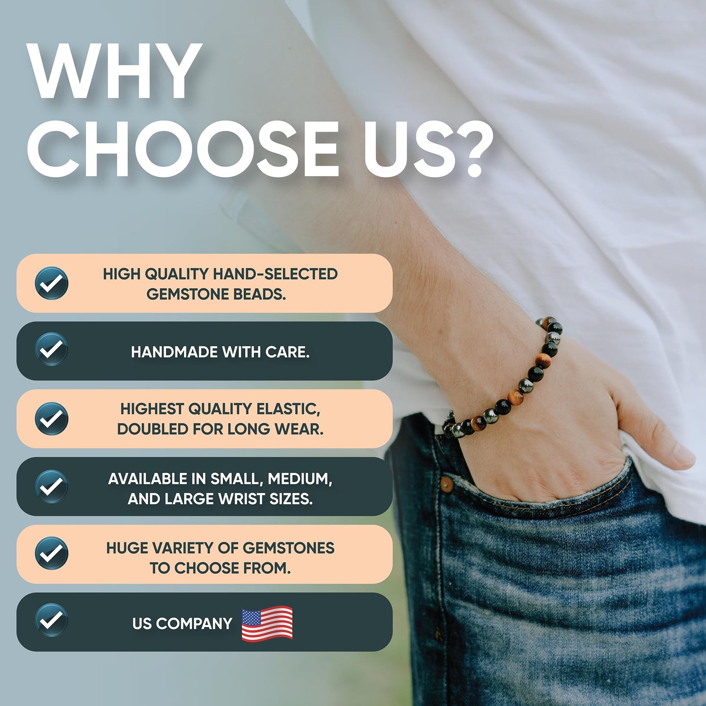 Cherry Tree Collection - Small, Medium, Large Sizes - Gemstone Beaded Bracelets For Women and Men - 6mm Round Beads (Red Garnet A Grade - Medium)