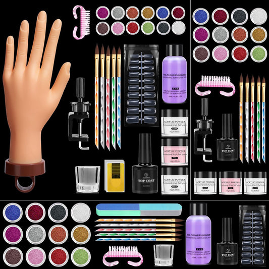 Practice Hand for Acrylic Nail: Fake Hand with Stand Nails Kit Acrylic Set - Professional Nail Mannequin Hand for Beginners Salon