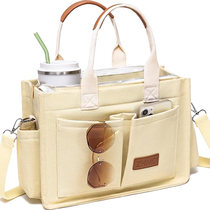 Canvas Tote Bag for Women,Women's Bags Crossbody Bags Work Laptop Tote Bag Large Handbags Purse for Travel Nurse Teacher