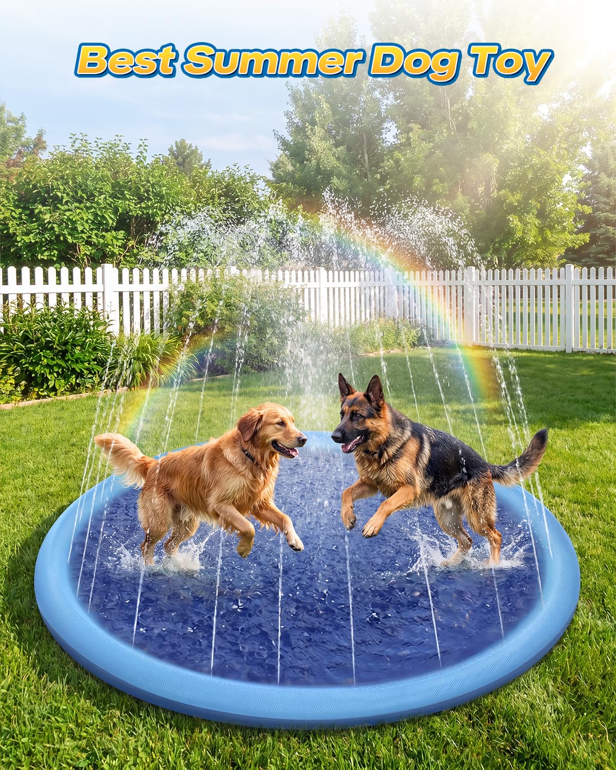 Raxurt Splash Pad, Anti-Slip Splash Pad for Kids Dogs Thickened 0.58mm Dog Pool Toddler Splash Sprinkler Pad Baby Summer Outdoor Water Toys for Boys Girls
