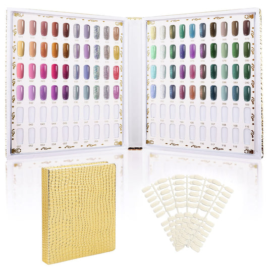 Segbeauty 120 Nail Color Chart Display, Nail Polish Organizer Colors Display Book with 120 Replacement Tips, Salon Nails Sample Chart Tool Swatches Stick Fingernail Supplies Art DIY Showing Shelf