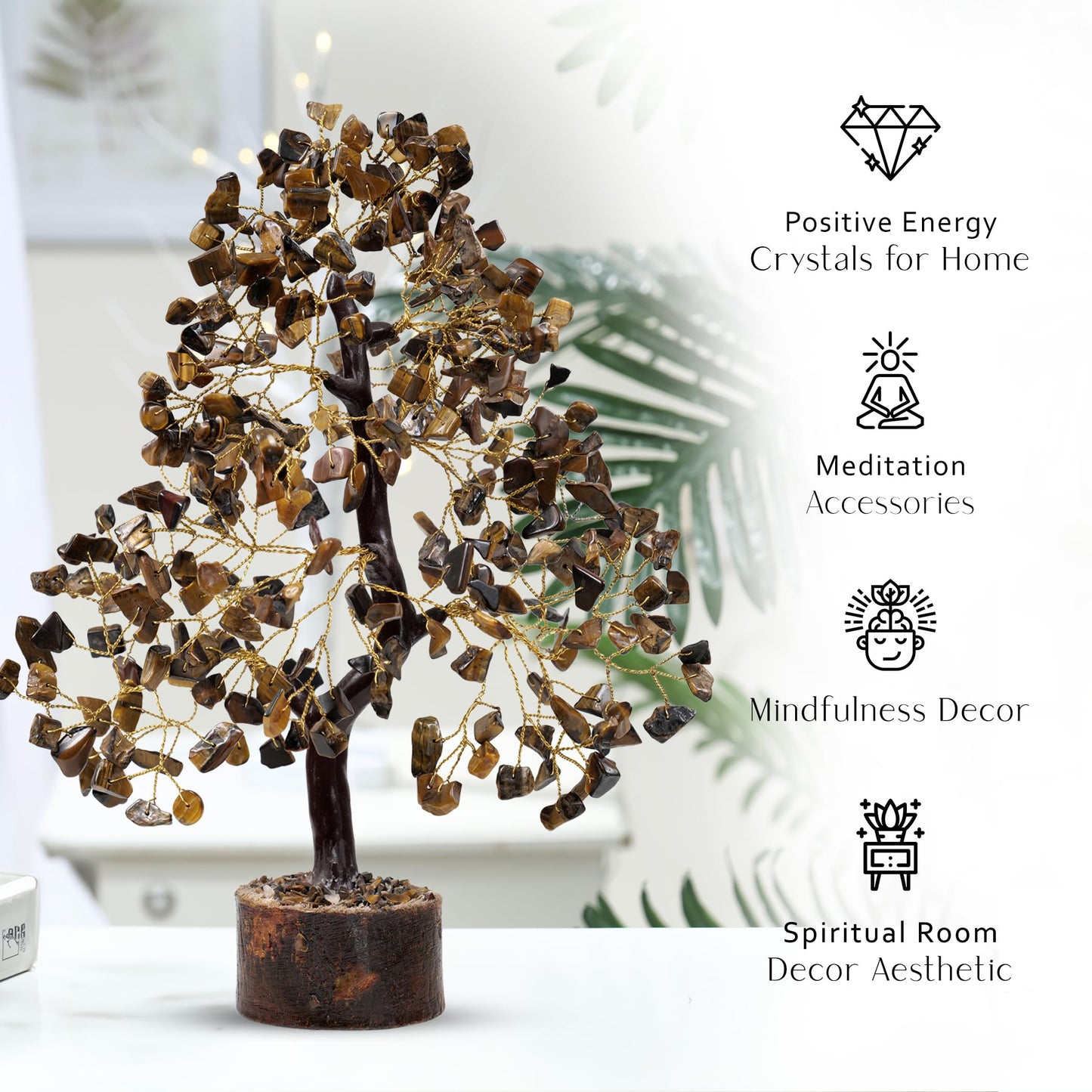 Tigers Eye Crystal, Feng Shui Decor, Crystal Money Tree, Office Decor, Good Luck Prosperity Fortune, Feng Shui Money Tree, Home Decor, House Warming Gift, Meditation Bonsai, Energy Crystals And Stones