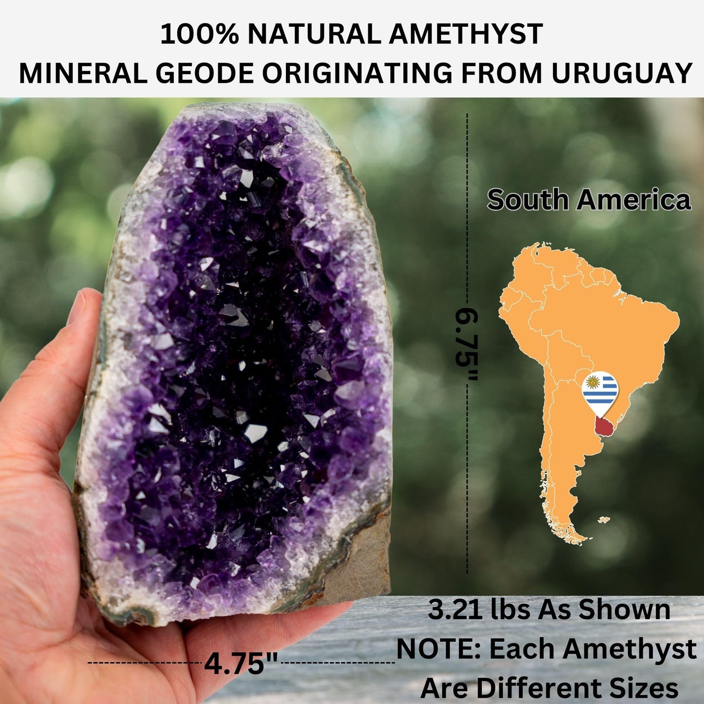 TRUENERGY Natural Amethyst Cluster Quartz Crystal – 1.5 To 2.0 lbs Grade A+ Raw Dark Purple Geode Stone from Uruguay – Home Decoration, Meditation Healing, and Positive Energy (1.5-2 lbs)