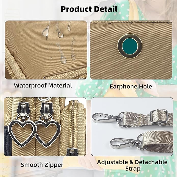 JANKS Small Crossbody Bag for Women - Mini Phone Purses with Crossbody Strap and Wallet - Nylon Arm Bag