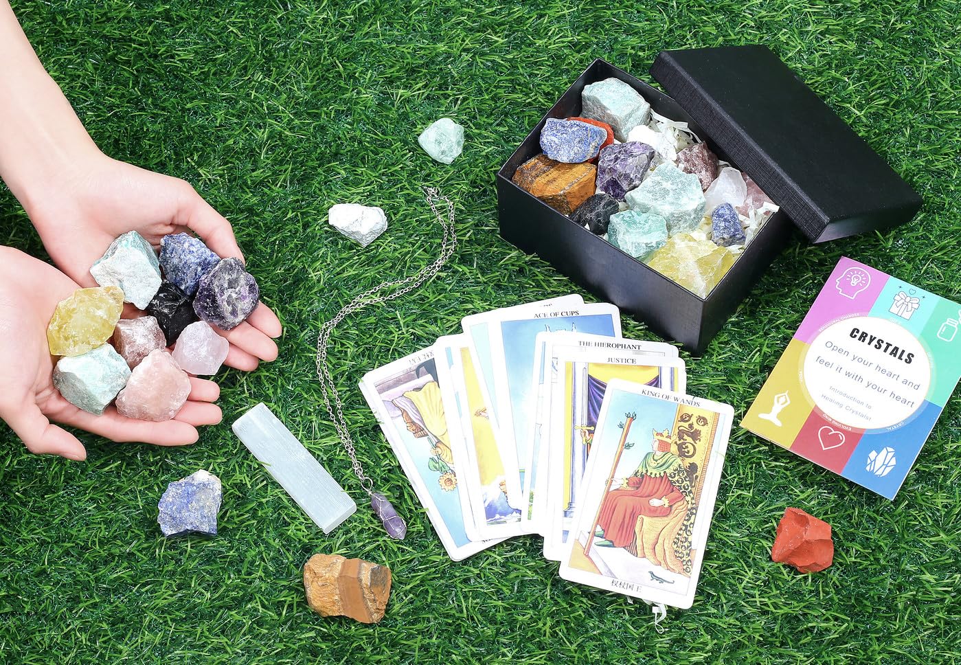 DUQGUHO 17Pcs Crystals and Healing Stones Crystal Gifts Set Raw Chakra Stones Colored Rocks for Beginners Collection Chakra Gift