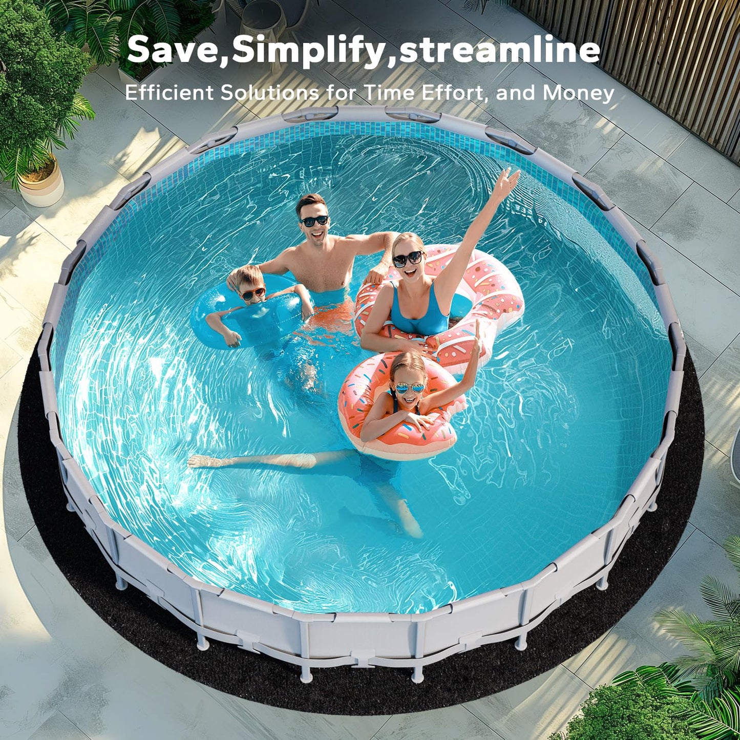 POOLHACKER 18 ft Pool Liner Pad, [2026 New Pool Pad 9.4 oz/yd² Heavy-Duty] Round Pool Liner Pad for Above Ground Swimming Pools, Prevents Punctures, Effortless to Install, Eco-Friendly Padding