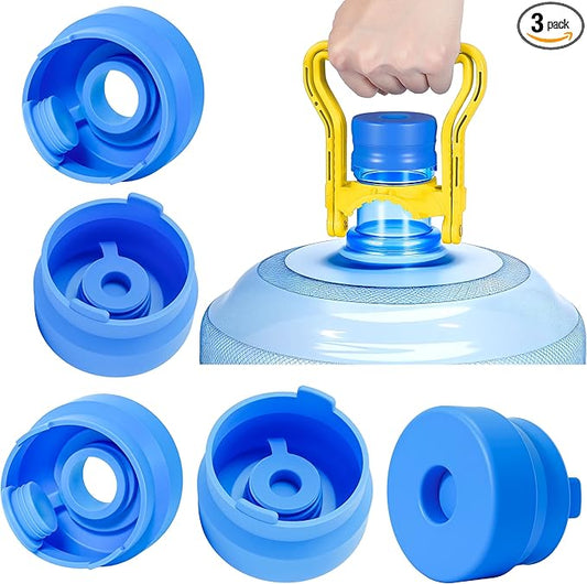 (3 Pack) 5 Gallon Water Jug Cap,Silicone Reusable Replacement Cap, Non Spill Bottle Caps for 55mm Bottle Water Dispenser Caps
