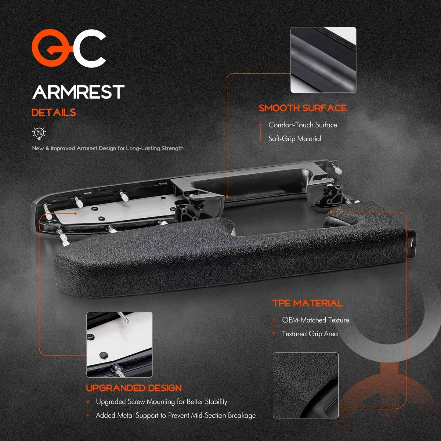Front 1 Pair Left Driver/Right Passenger Side Door Panel Armrest Repair with Door Release Handle Below Armrest (17 inch) Compatible with Chevy Silverado/GMC Sierra 1500 2500HD 3500HD 2010-2014, Black