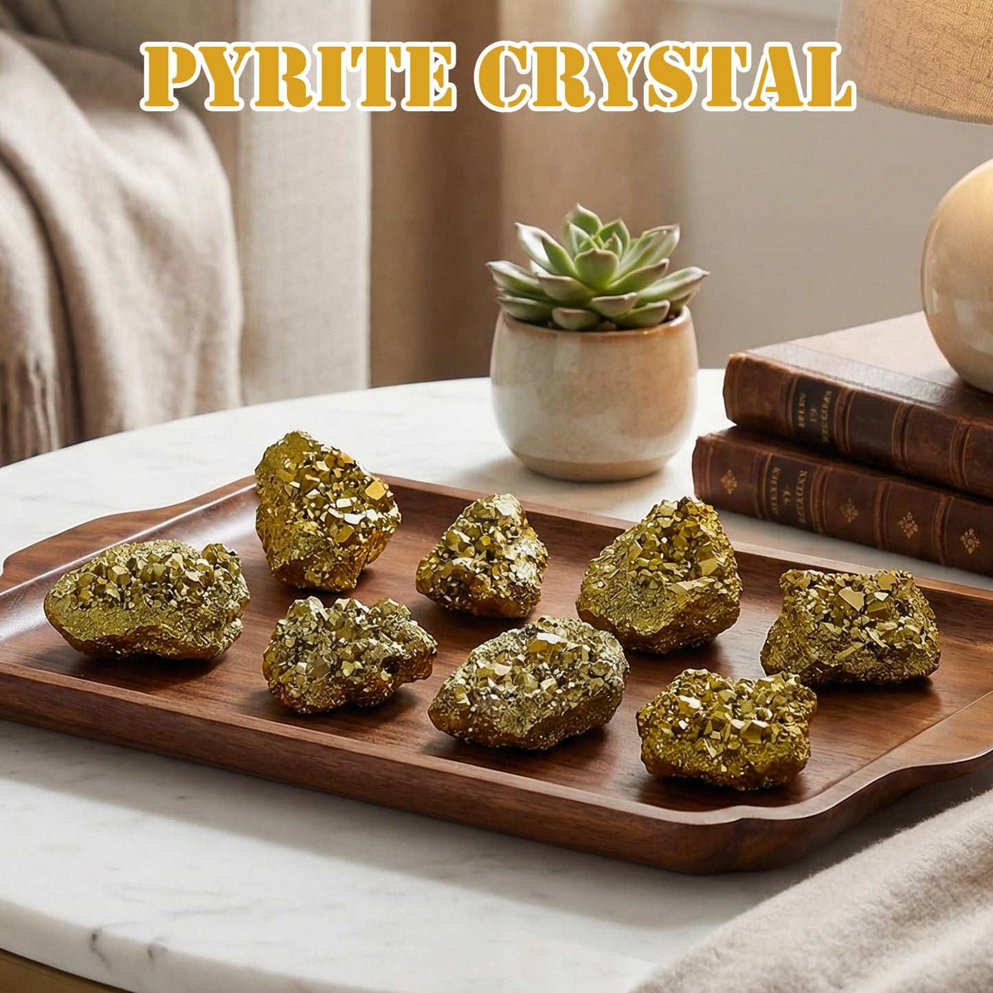 Wowagoga 8 Pcs 15-25mm Natural Pyrite Stone Raw Pyrite Crystal Fools Gold for Cabbing Tumbling Reiki Healing (Gold)