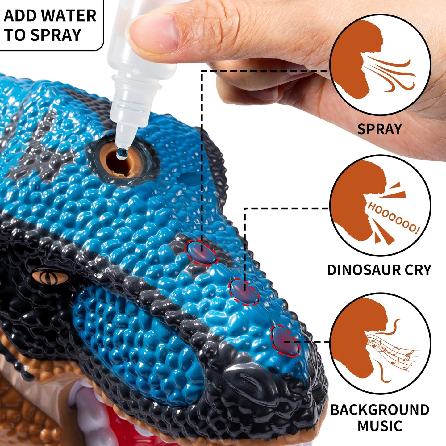 BLmukce 24" Large Dinosaur Toys for Kids 3-5, Big Dinosaur Tyrannosaurus rex Figure Toy with 10+ Dinosaurs Belly Storage, Gliding Wheels, Lights Sounds & Mist Spray – T-Rex that eats Toy for Boys Gift