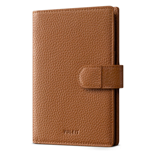 VULKIT Leather Passport Travel Wallet for 2 Passports Pocket Slim Double Passport Holder RFID Blocking with ID Window for Women or Men