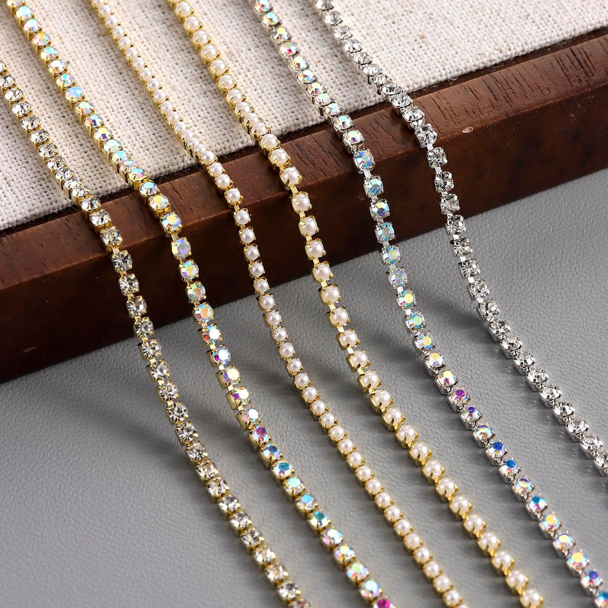 12 Strips Metal Nail Chain Charms, 3D Gold Silver Nail Art Line Accessories, Punk Luxury Pearl Gem Jewelry Chains for Women Girls Manicure Supplies DIY Crafts Decorations