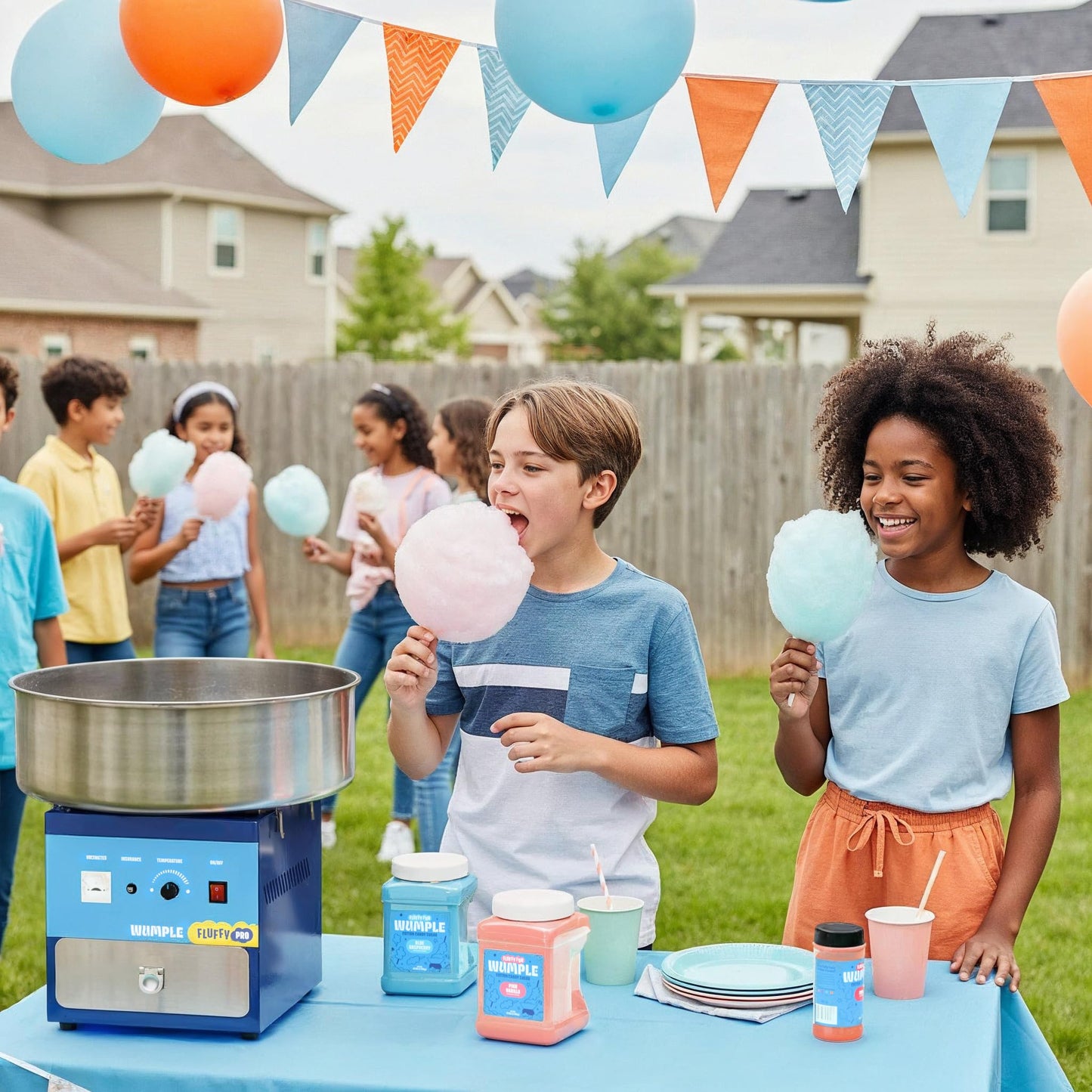 Wumple - Cotton Candy Machine Pro, Commercial Electric Maker with Drawer & Large Stainless Steel Bowl, Perfect for Parties and Business (Blue)