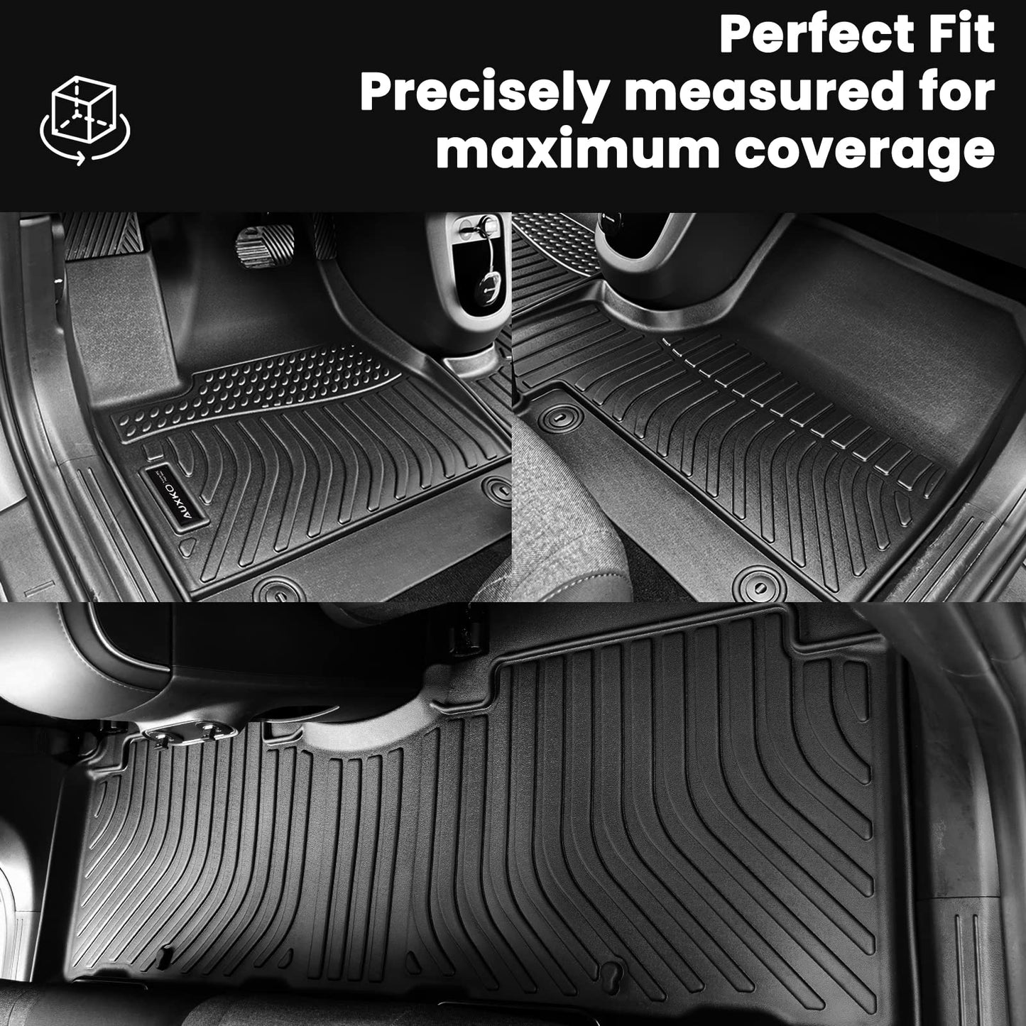 Auxko All Weather Floor Mats & Cargo Mat & Backrest Mat Fit for Jeep Grand Cherokee L 7 Seat (2nd Row Bench Seat) 2026 2025-2021 Liner Trunk Mat Accessories Odorless Black