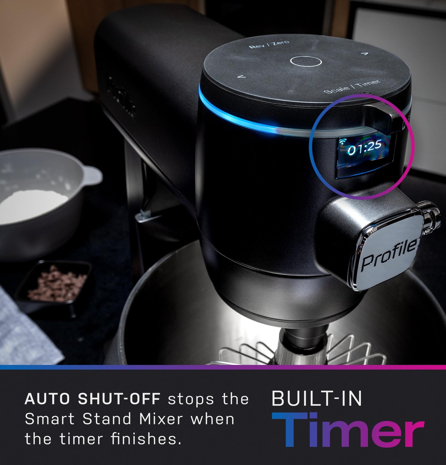 GE Profile Smart Stand Mixer w/Built-In Smart Scale & Auto Sense Technology, 7qt Stainless Steel Bowl, 11 Speed l Dough Hook, Beater, 11-wire whip l works w/Amazon Alexa & Google Home l Mineral Silver